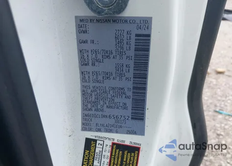 2024 Nissan Frontier S из США, поврежденный, VIN 1N6ED1CL0RN656752